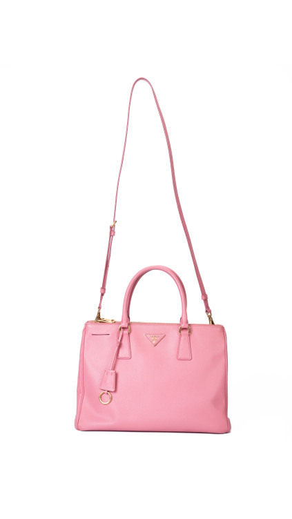 Prada Saffiano Lux Tote Bag i rosa skinn