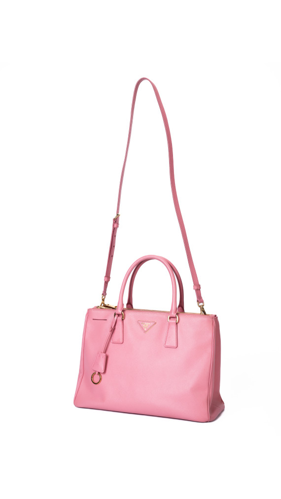 Prada Saffiano Lux Tote Bag i rosa skinn