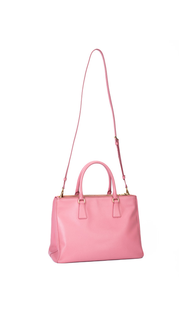 Prada Saffiano Lux Tote Bag i rosa skinn