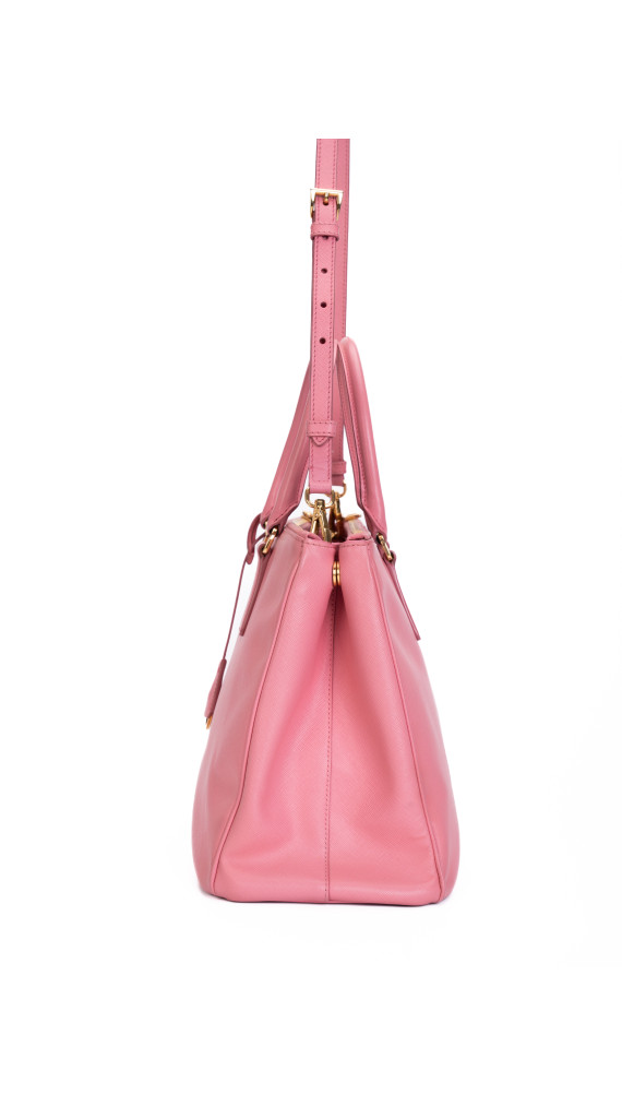 Prada Saffiano Lux Tote Bag i rosa skinn