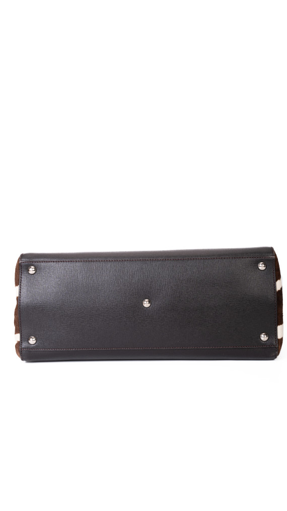 Fendi 2Jour Tote Bag i svart kalveskinn og brun/hvit ponyhair
