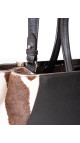 Fendi 2Jour Tote Bag i svart kalveskinn og brun/hvit ponyhair