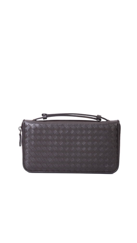 Bottega Veneta Intrecciato Clutch i mørkebrunt skinn