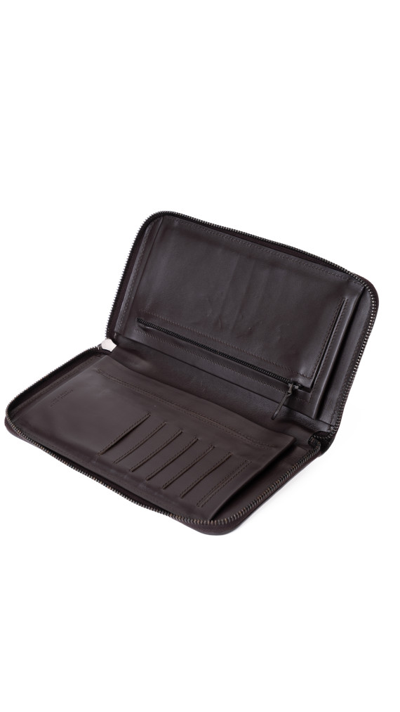 Bottega Veneta Intrecciato Clutch i mørkebrunt skinn