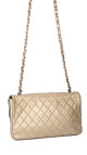 Chanel Single Flap Bag i gull skinn med dekorert CC-lås
