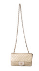 Chanel Single Flap Bag i gull skinn med dekorert CC-lås