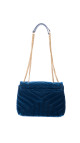 Saint Laurent Lou Lou Size Small Shoulder Bag i blå velur med gull hardware