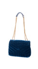 Saint Laurent Lou Lou Size Small Shoulder Bag i blå velur med gull hardware