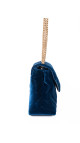 Saint Laurent Lou Lou Size Small Shoulder Bag i blå velur med gull hardware