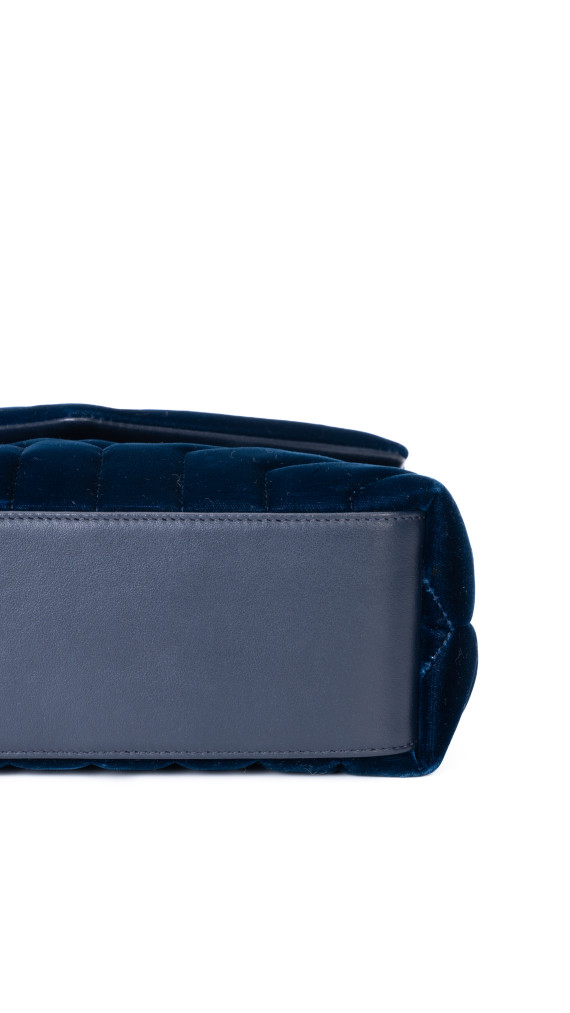 Saint Laurent Lou Lou Size Small Shoulder Bag i blå velur med gull hardware