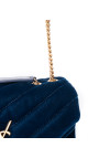 Saint Laurent Lou Lou Size Small Shoulder Bag i blå velur med gull hardware