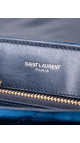 Saint Laurent Lou Lou Size Small Shoulder Bag i blå velur med gull hardware