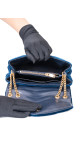 Saint Laurent Lou Lou Size Small Shoulder Bag i blå velur med gull hardware
