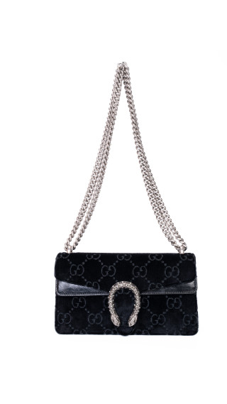 Gucci Dionysus Velvet Shoulder Bag Black