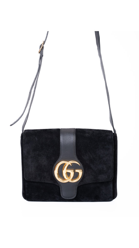 Gucci Alri Shoulder Bag Black Suede