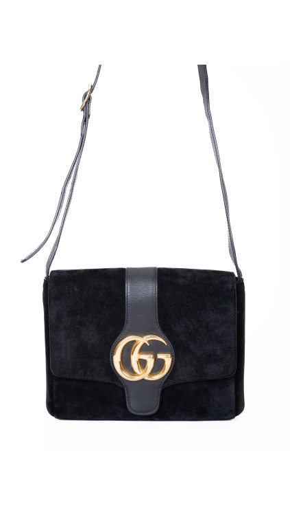 Gucci Alri Shoulder Bag Black Suede