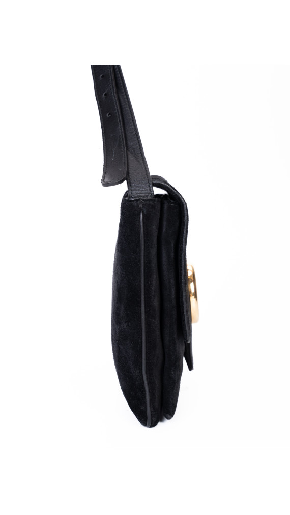 Gucci Alri Shoulder Bag Black Suede