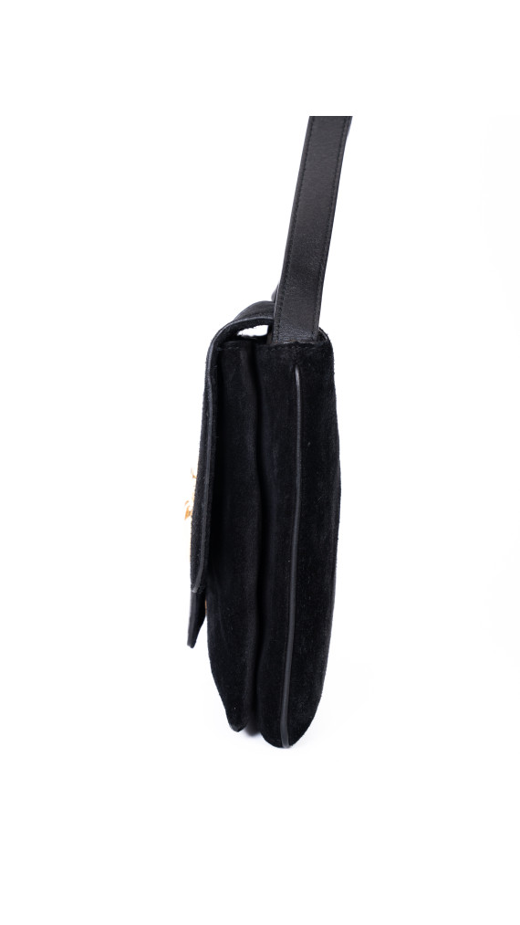 Gucci Alri Shoulder Bag Black Suede