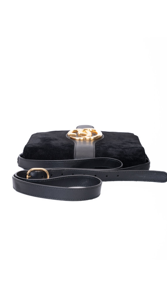 Gucci Alri Shoulder Bag Black Suede