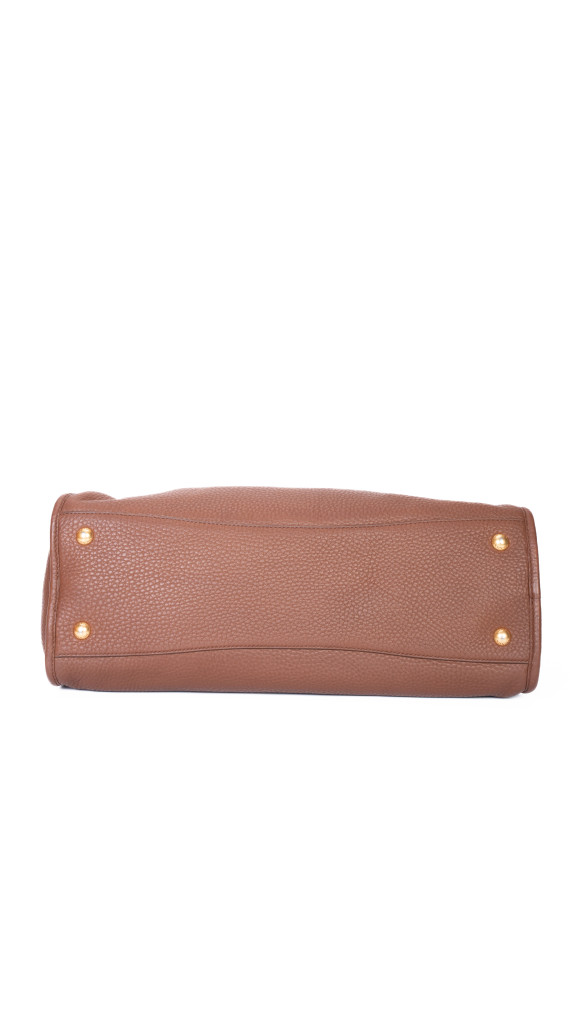 Prada Vitello Daino Tote Bag i brun skinn