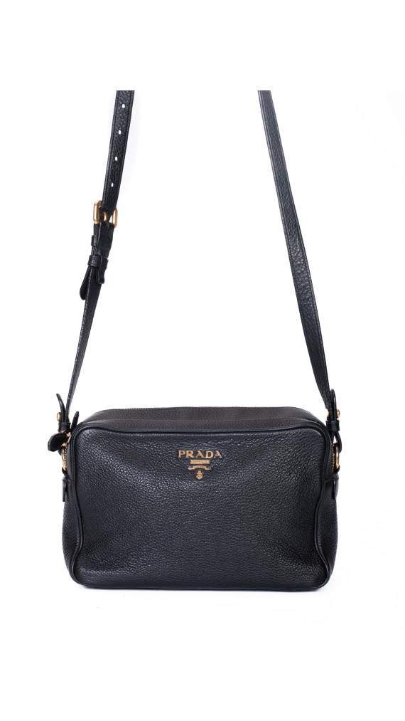 Prada Camera Bag Black Vitello Phenix Leather