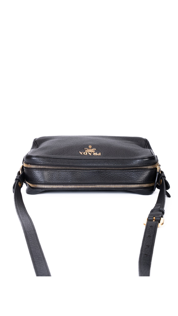 Prada Camera Bag Black Vitello Phenix Leather