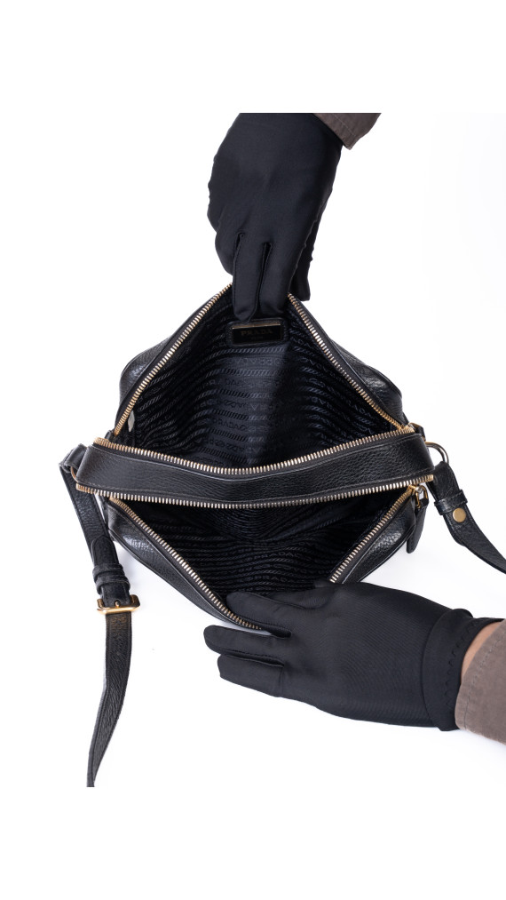Prada Camera Bag Black Vitello Phenix Leather