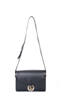 Gucci GG Logo Plaque Shoulder Bag - Black