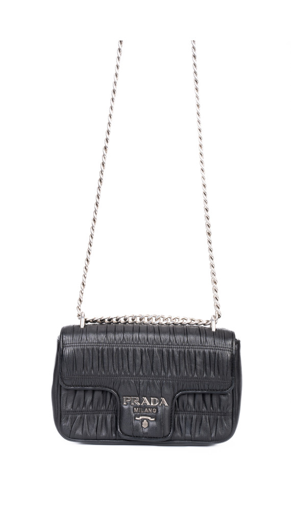 Prada Gaufre Nappa Chain Shoulder Bag Black