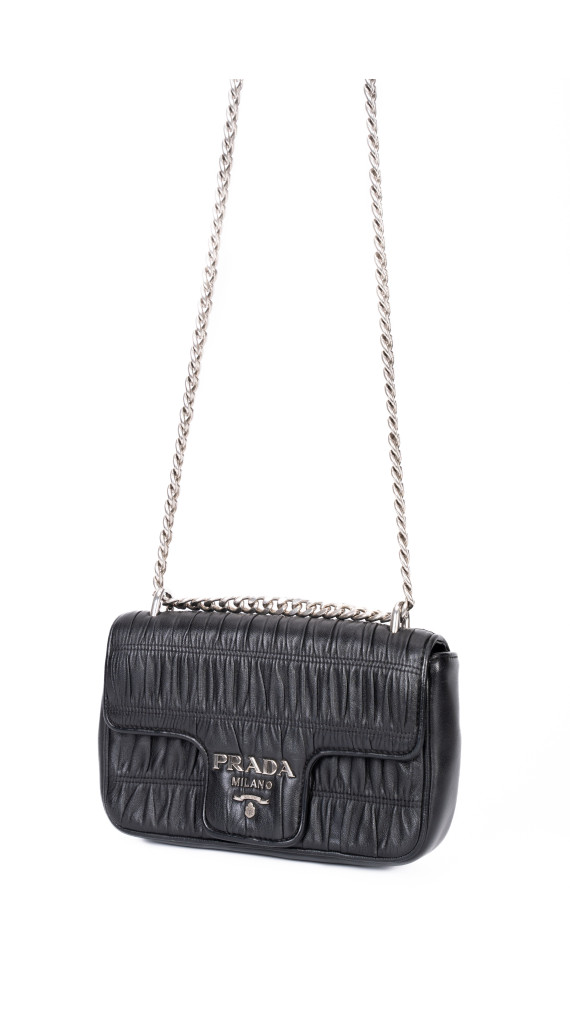 Prada Gaufre Nappa Chain Shoulder Bag Black