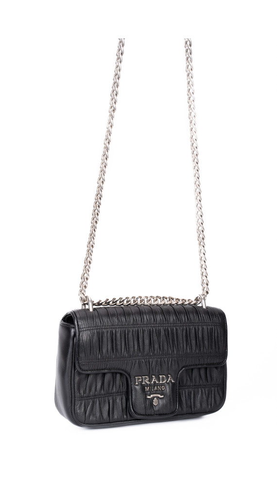 Prada Gaufre Nappa Chain Shoulder Bag Black
