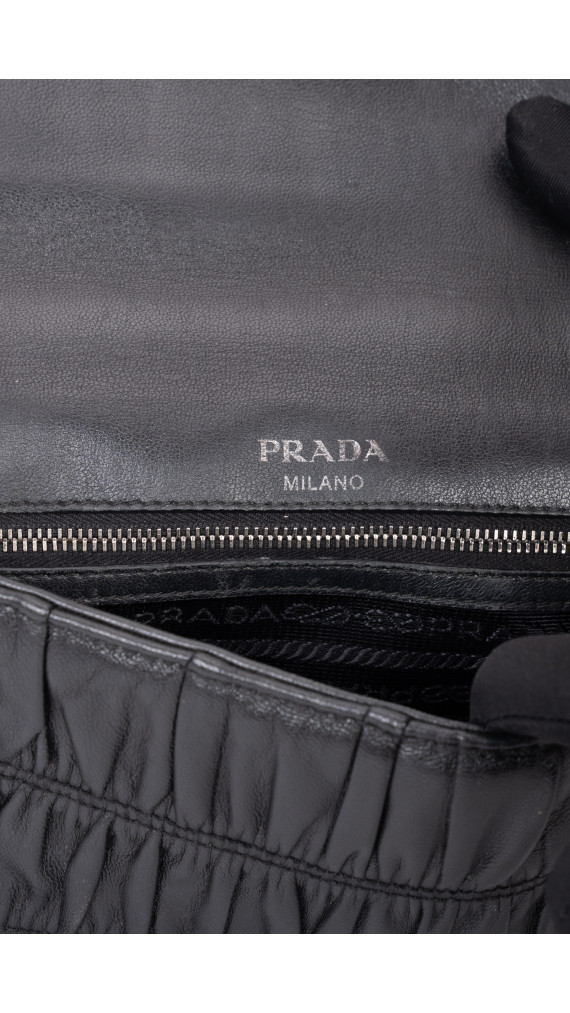Prada Gaufre Nappa Chain Shoulder Bag Black