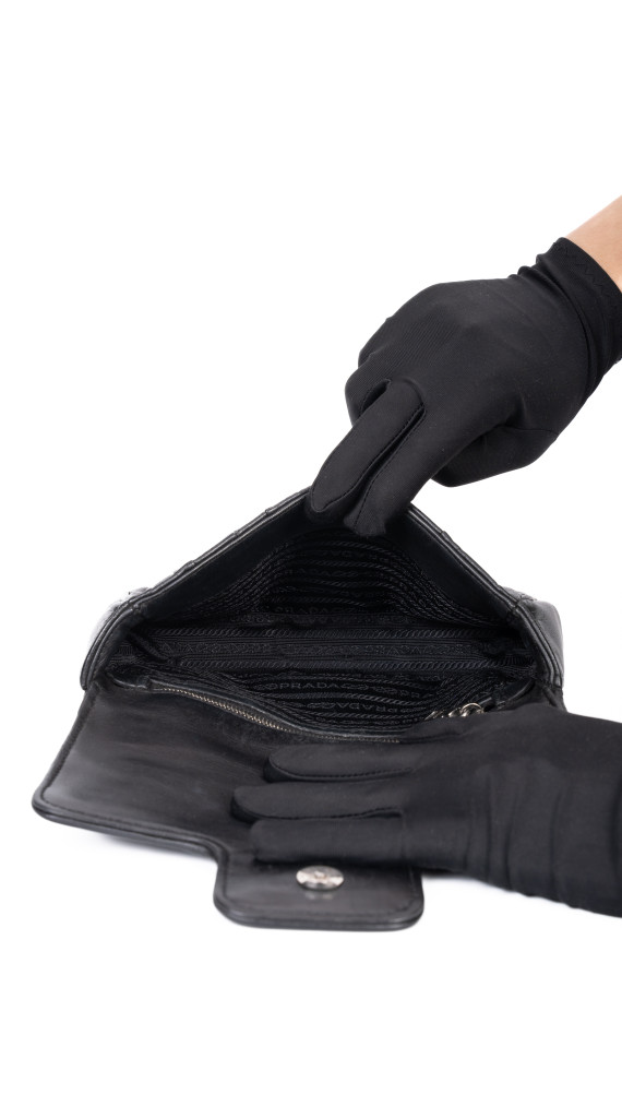Prada Gaufre Nappa Chain Shoulder Bag Black