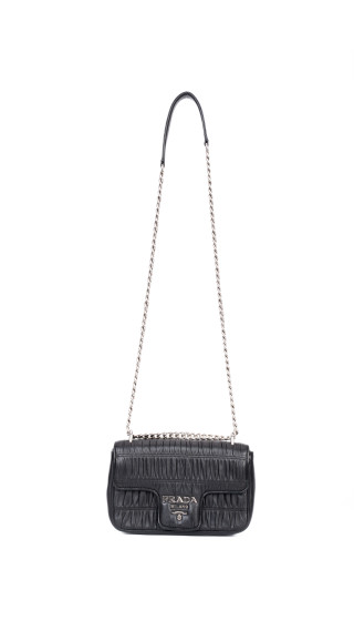 Prada Gaufre Nappa Chain Shoulder Bag Black