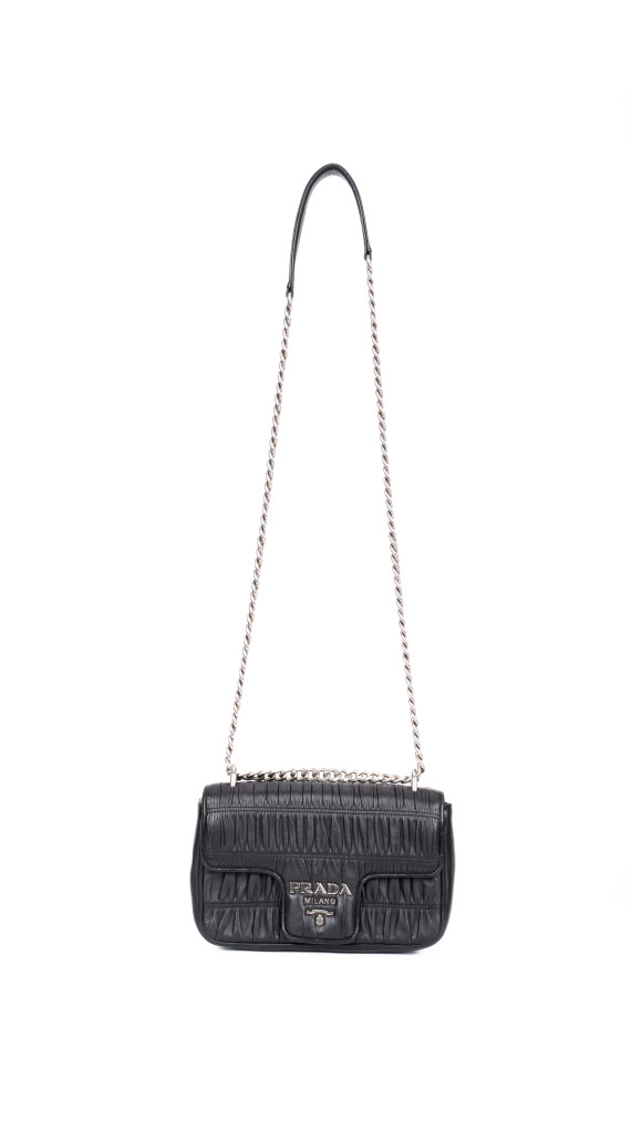 Prada Gaufre Nappa Chain Shoulder Bag Black