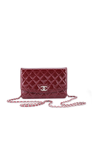 Chanel Wallet on Chain WOC Patent Burgundy