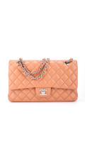 Chanel Classic Double Flap Size Medium Light Brown Caviar Leather