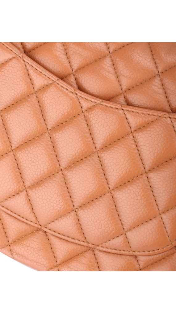 Chanel Classic Double Flap Size Medium Light Brown Caviar Leather