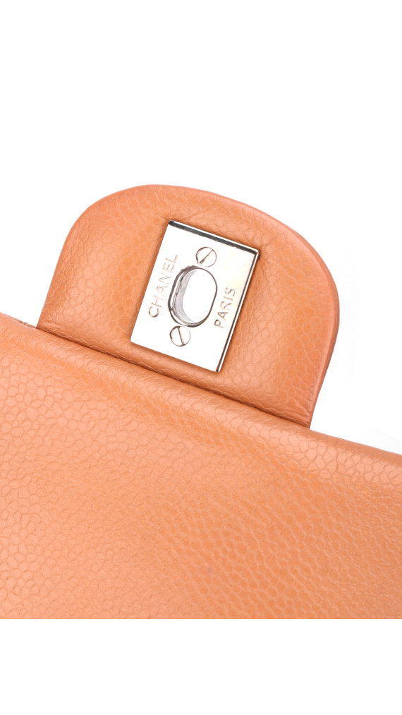 Chanel Classic Double Flap Size Medium Light Brown Caviar Leather