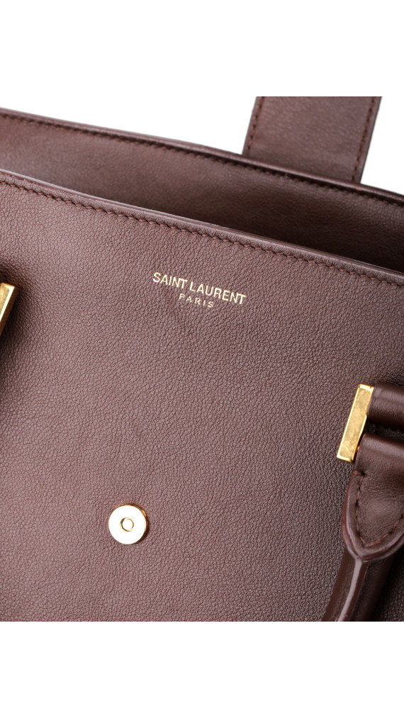 Saint Laurent Cabas Bag i Brun Skinn