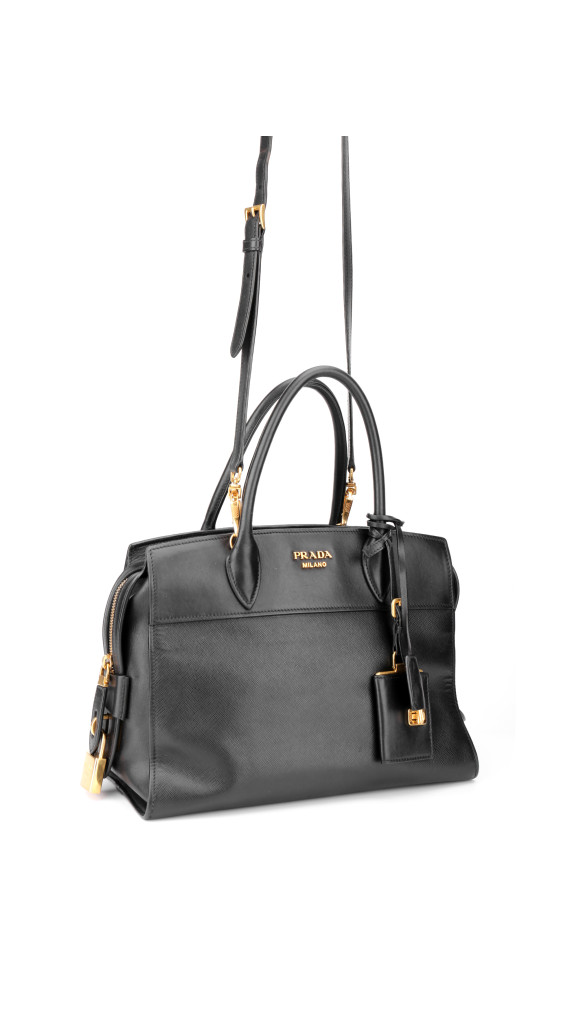 Prada Lux Tote Bag i Svart Skinn