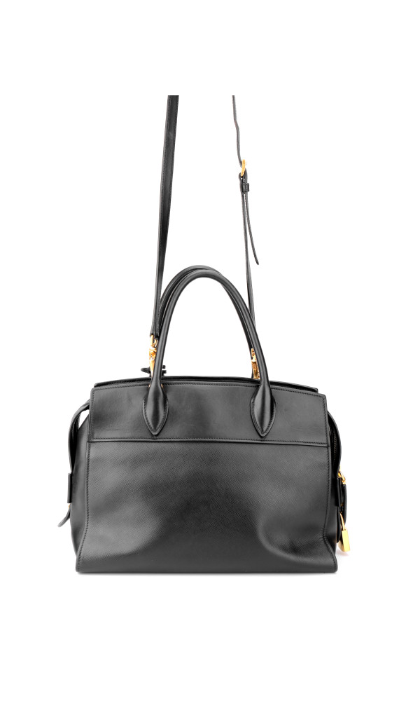 Prada Lux Tote Bag i Svart Skinn