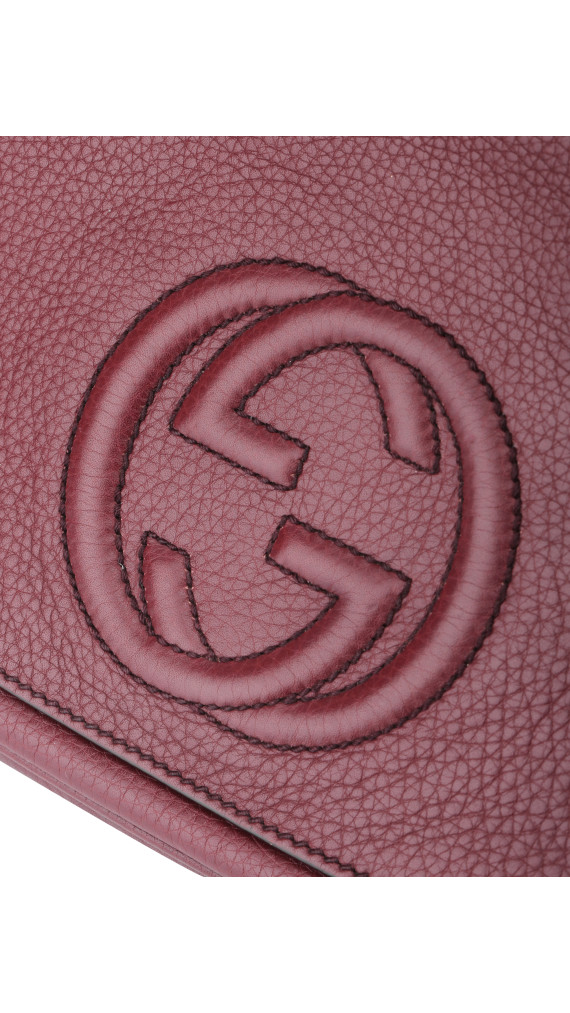 Gucci Soho Disco Bag i Burgunder Skinn