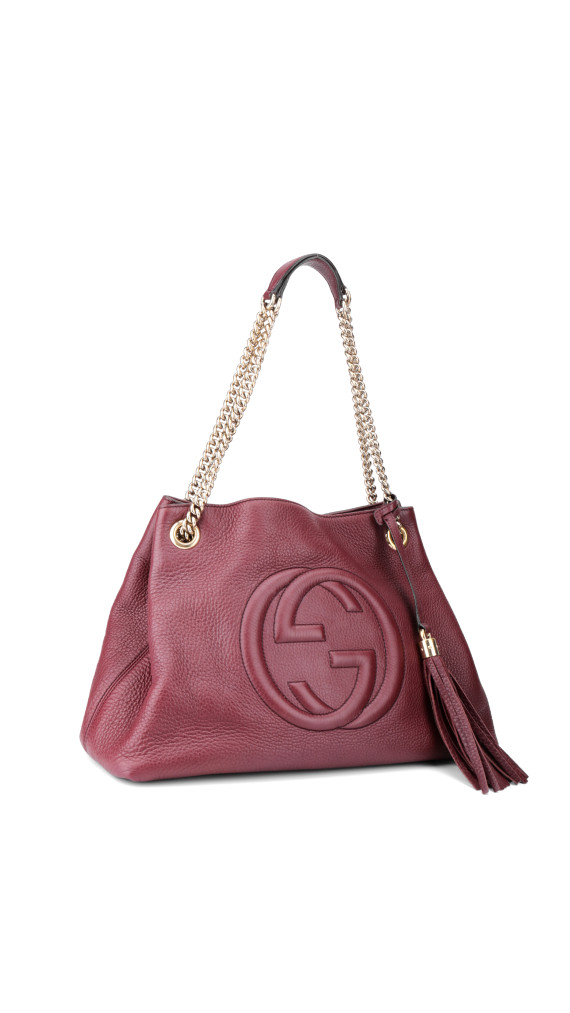 Gucci Soho Chain Tote Bag i Burgunder Skinn
