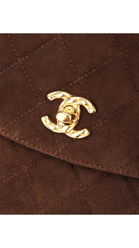 Vintage Chanel Camera Bag Brown Semsket Skinn