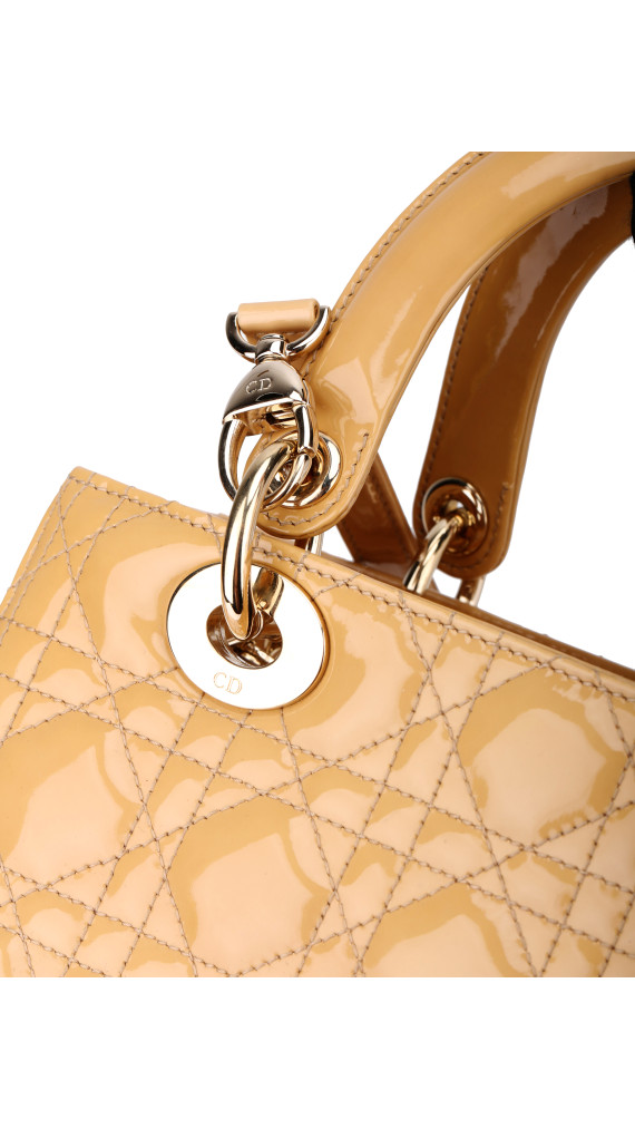 Christian Dior Lady Dior i Beige Patent Leather