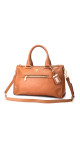 Prada Vitello Daino Front Zip Tote Shoulder Bag Cognac