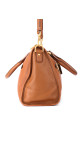 Prada Vitello Daino Front Zip Tote Shoulder Bag Cognac