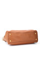 Prada Vitello Daino Front Zip Tote Shoulder Bag Cognac