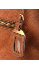 Prada Vitello Daino Front Zip Tote Shoulder Bag Cognac